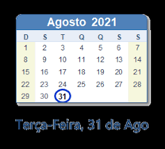 El mes de agosto tenía 30 días hasta que el emperador romano césar augusto hizo que tuviera 31 días, como julio. 31 De Ago 2021 Calendario Com Feriados E Cont Regressiva Bra