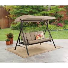 Mainstays Belden Park Outdoor 3 Seat Porch Swing And Bed With Canopy Beige Walmart Com In 2020 Porch Swing With Canopy Outdoor Patio Swing Porch Swing Bed
