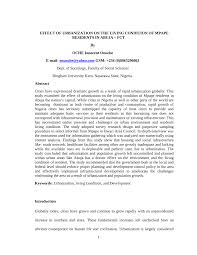 PDF) EFFECT OF URBANIZATION ON THE LIVING CONDITION OF MPAPE RESIDENTS IN  ABUJA -FCT By OCHE Innocent Onuche