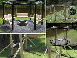 Swinging benches around fire pit. Swinging Benches Around A Fire Pit By Chic Decorations Interior Design