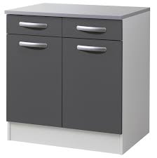 Blanc mat hauteur :85 cm largeur : Meuble De Cuisine Bas 2 Portes Et 2 Tiroirs Gris Ombre H 86 X L 80 X P 60 Cm Leroy Merlin