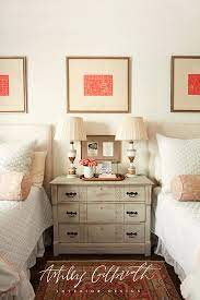 Two nightstands and move the dresser to the wall opposite the bed even if that means getting rid of the chest at the end of the bed. Portfolio Twin Beds Guest Room Guest Room Decor Ashley Gilbreath Interiors