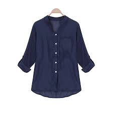 Womens Button Down Long Sleeve See Through Casual Shirt Blouse