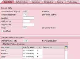 Basic Data Screen Of Sap Work Center Sap Task List Work