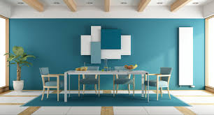Stylish dining room with blue furniture. Tips On Decorating Your Dining Room
