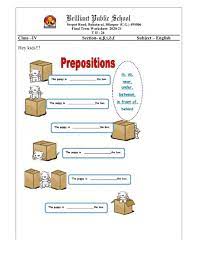 We have seen prepositions of place, so on this new entry, we can study, practice and play a preposition game. Class 4 Revision Of Prepositions Worksheet