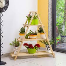 It can fit at least six medium size potted plants. Sharpex Foldable Ladder Shelf Plant Stand Indoor Flower Pot Stand Flower Pot Ladder Folding A Frame Display Shelf Free Standing Patio Rustic Wood Stand With Shelves 3 Tier Stand Outdoor Pot Rack Buy