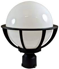 This 1 light outdoor post lantern illuminates your garden or backyard with soft light. Dabmar Gm260 Led16 B Cast Aluminum Globe Contemporary Black Led Outdoor Lamp Post Light Fixture Top Dab Gm260 Led16 B