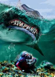 Check spelling or type a new query. Jaws 2 Artwork Artist Federico Alain Shark Pictures Scary Sea Creatures Shark Art