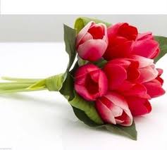 A luxury range of silk, artificial and faux flowers that even feel like t. Tulip Wedding Bouquet Posy Real Touch Latex Artificial 9 Flowers Coral Red Tropical Scene