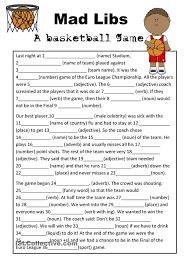 Mad Libs Basketball Game Parts Of Speech Worksheets Kids Mad Libs Mad Libs