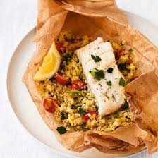 Steamed Fish With Couscous Parcels Couscous Recipes Fish Recipes Healthy Steamed Fish