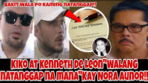 WALANG NATANGGAP NA MANA MULA KAY NORA ANG ADOPTED CHILD NI NORA NA SINA  KIKO AT KENNETH DE LEON!OMG