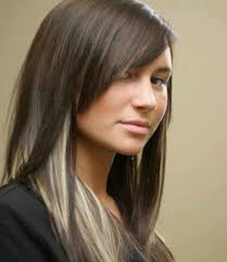 Dark hair with blonde streaks underneath