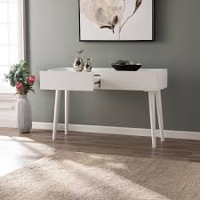 Leverdan Bright White Console Table White Aiden Lane In 2020 White Console Table Entryway Table With Storage Long Sofa Table
