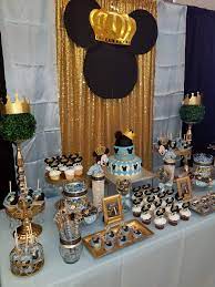 How to plan a fabulous mickey mouse theme baby shower. Prince Mickey Mouse Themed Baby Shower Desert Table Mickey Baby Showers Minnie Baby Shower Disney Baby Shower