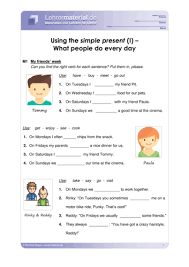 Arbeitsblätter englisch 5 klasse do does. Arbeitsblatt Using The Simple Present I What People Do Every Day Lehrermaterial De