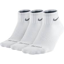 Nike Dri Fit Cushion Quarter Socks 3 Pack Kids Unisex Size Medium White Nike Dri Fit Nike Men Socks Training