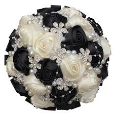 Decoflora's collection of luxury silk flower arrangements is simply amazing. S Ssoy Customlize Handmade Bride Wedding Bouquet Silk Roses With Shining Crystal Rhinestones Bridal Bridesmaids Hold Flower A 018 Black White Silk Flower Arrangements