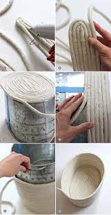 Diy No Sew Rope Coil Basket Rope Diy Diy Rope Basket Rope Crafts