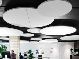 Glass Wool Acoustic Ceiling Clouds Ecophon Solo Circle Ecophon Solo Line By Saint Goba Acoustic Ceiling Panels False Ceiling Living Room Architecture Ceiling
