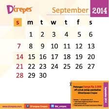 Kalau ada yang iseng cari kalender 2015 indonesia, bisa mampir ke. Dcrepes On Twitter Cek Cekk Cekidoott Guys Yuk Gunting Kalender Bulan September 2014 Ada Diskon Rp 2 000 Loch Cihuuuiii Http T Co Wr8ythbhul
