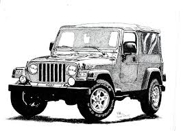 Black And White Jeep Wrangler Clipart Greeting Card Pen Ink Drawing A5 Jeep Wrangler Jeep Drawing Ink Pen Drawings Car Drawings