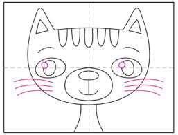 Once that is completed, you can add some detailing to the eyes, and face as you see here. Draw A Cartoon Cat Face Art Projects For Kids