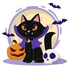 Customiza y descargar esta plantilla de Camiseta para Halloween con dibujo  adorable de un gato vampiro terrorífico