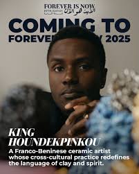 Rooted in the rich soils of Benin and Japan, Franco-Beninese ceramic artist  King Houndekpinkou brings his transcendent dialogue between tradition and  transformation to Forever Is Now V. Through clay, he bridges Vodun