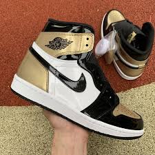 Hot Sell Air Jordan 1 Retro High Nrg Patent Gold Toe Black Gold White 861428 007 In 2020 Air Jordans Jordan 1 Retro High Jordan 1 Black