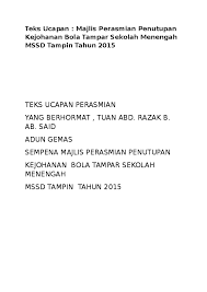 Untuk menyampaikan laporang bertugas pada minggu lepas. Teks Ucapan Perasmian Sukan Daerah Teks Math Math Equations