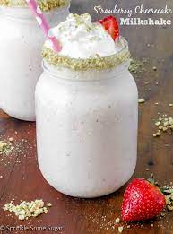Strawberry Cheesecake Milkshakes Recipe Milkshake Recipes Strawberry Cheesecake Yummy Drinks