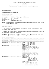 Fluid Capacity Chart Jetta Golf 1991 95 Vanagon 1991