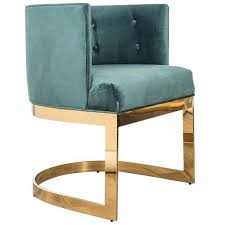 Art Deco Style Ibiza Dining Chair In Hunter Green Velvet W Curved Brass Frame Velvet Furniture Dining Chairs Velvet Dining Chairs