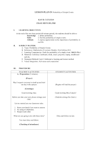 Pdf Lesson Plan In Probability Of Simple Events