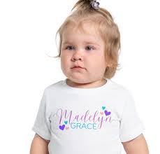 Custom Name Shirt, Personalized Little Girl Shirt With Hearts, Double Name,  Girly T-shirt, Cute Baby Shirt, Toddler, Pretty, Princess, Queen