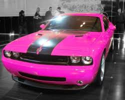 Black And Pink Car Paint Pink Challenger With Black Stripes Girly Car Pink Car Dodge Challenger