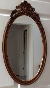 Vintage Oval Mirror Wood Frame Wood Framed Mirror Oval Mirror Wood Frame