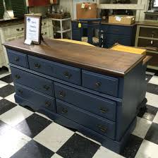 Dresser Painted Navy With Black Glaze And A Refinished Stained Top Refurbished Furniture Refinishing Furniture Furniture