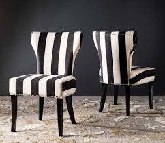 Of solid pine wood with bold black and white stripe upholstery in a soft cotton fabric. Set Of 2 Solid Back Matty Black White Striped Accent Dining Chairs Furniture Diningchairs Oversized Chair Living Room Dining Chairs Striped Dining Chairs
