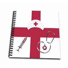 3drose Nurse Cap Syringes And Stethoscopes On First Aid Red Cross Mini Notepad 4 By 4 Inch Cross Drawing Nurse Design Nursing Cap