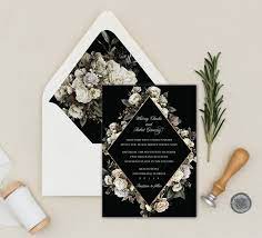 Moody Floral Wedding Invitation Black Floral Invitation Etsy Black Wedding Invitations Floral Wedding Invitations Floral Invitation