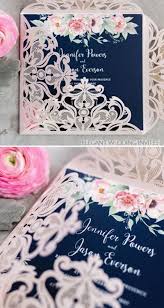 Gorgeous Navy Blue And Blush Pink Floral Watercolor Wedding Invitation Ewdk002 As Low As 2 29 Watercolor Floral Wedding Invitations Blue Wedding Invitations Wedding Invitations
