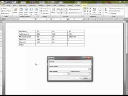 Creating Formulas In Tables In Word 2007 And 2010 Demo D In 2007 Youtube