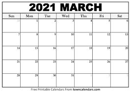 Print as many calendars as you want on your personal computer. Printable March 2021 Calendar Towncalendars Com