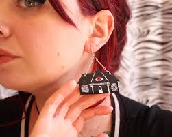 All Seeing Eye Spiderweb House Resin Coated Earrings