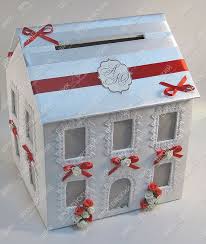 коробка для денег на свадьбу своими руками мастер класс Sunduk Dlya Deneg Skazochnyj Domik Belyj Krasnyj Svadebnyj Nabor Korobochki Svadebnyj
