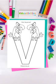 The theme of each letter is from our popular alphabet flash cards. Letter V Coloring Page Download Print Learn Kids Activities Blog