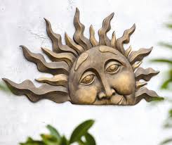 Rising Sun Face Wall Hanging Half Sunburst Garden Plaque Indoor Outdoor 28 725739331095 Ebay Wall Art Plaques Garden Wall Plaque Outdoor Wall Decor